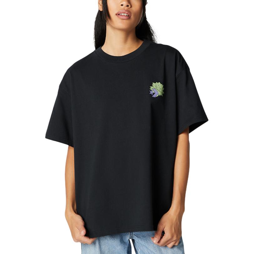 Converse T Shirts Women s Black Crew Neck Moderate 10024662-A02 XS