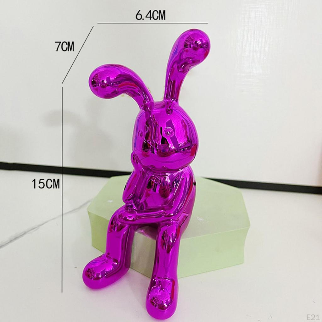 Statue Bookshelf Sculpture Artwork Animal Figures Resin Bunny Figurine Ornament for Home Shelf Desk