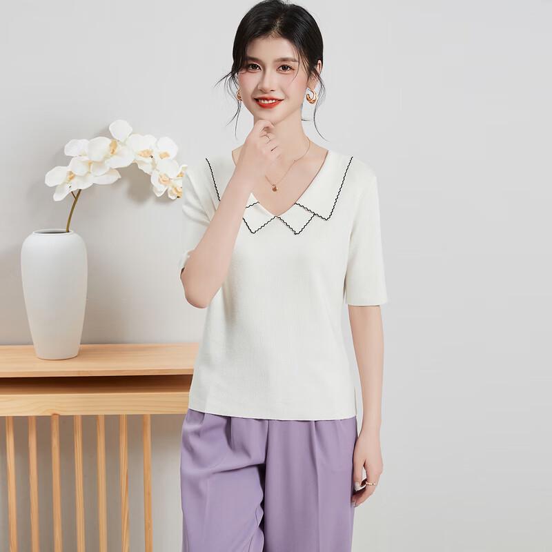 Women s Premium Mulberry Silk Blend Knit T-Shirt L