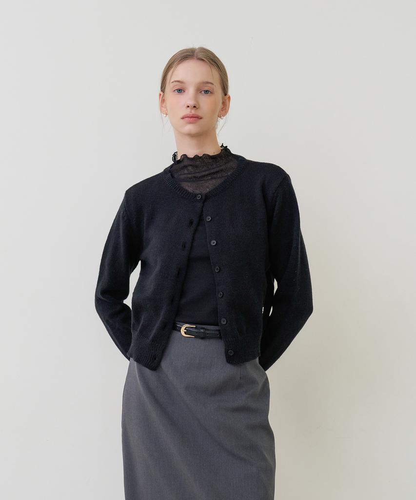 BIBYSEOB Mock Neck See-Through Turtleneck Black [T61]