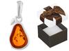 Silver Pendant Pear With Amber Small Women's Pendant Fruit Silver 925