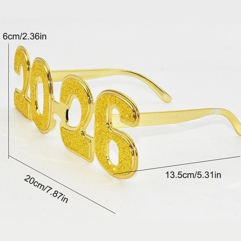 2026 Nummer Brillen 2026 Frohes Jahr Brillen Diamant Glitzer Sonnenbrille Cosplay Requisite Weihnachtsfeier Dekoration Lustige Brillen