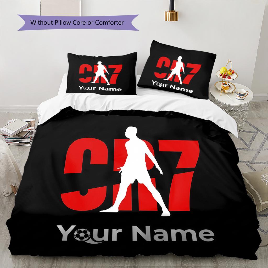 Biancheria da letto personalizzata con nome CR7, Set copripiumino Copripiumino Federa Regalo di compleanno per la casa(1 * copripiumino + 2 * federa, senza nucleo) -HE54