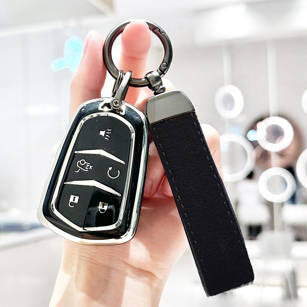 Tpu Silver Edge Car Key Cover Case For Cadillac Escalade Esv Xt5 Xt4 Xt6 Ct5 Ct6 Ct4 Xts Auto Shell Fob Holder Accessories