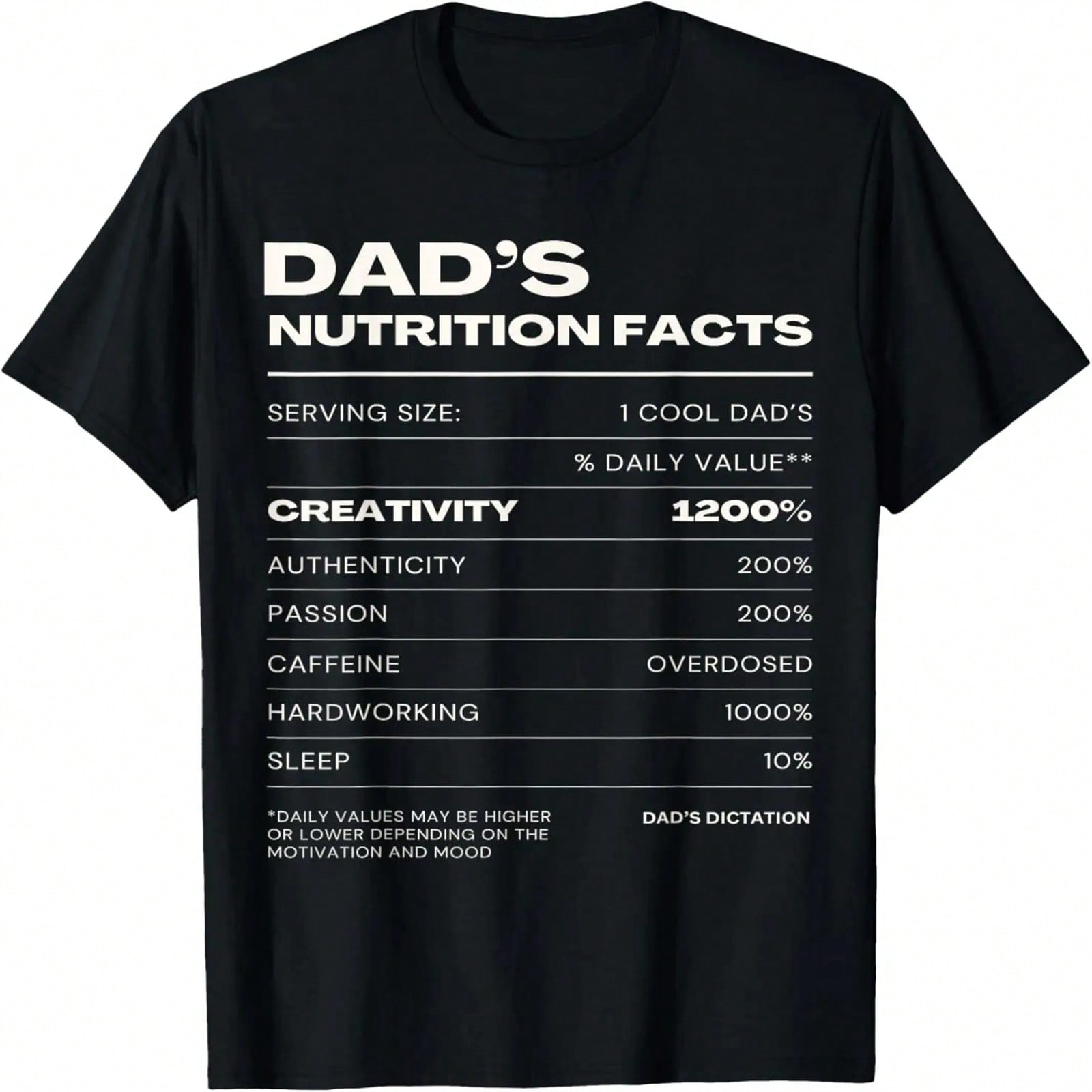 Funny unisex s Father s Day Dad Nutrition Facts T-Shirt S разноцветный