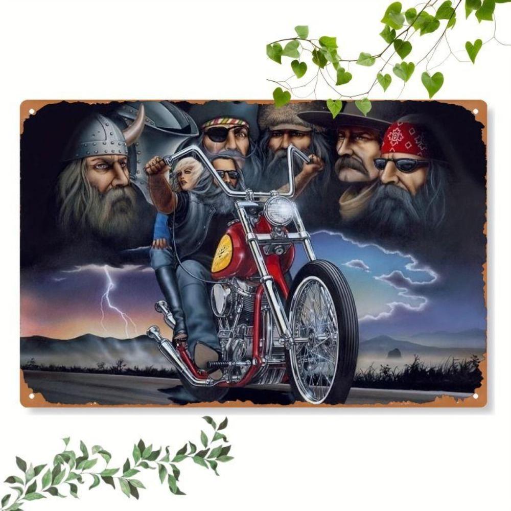 Retro Motorcycle Tin Sign Man Cave Garage Decor 20x30 Cm Metal Poster