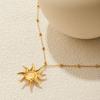 Stainless Steel Sun Pendant Layered Chain Double Stacked Neck Chain 18K Gold Plated Necklace  Beach