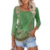 Women's 3/4 Sleeve Square Neck Floral Shirt Casual Loose Tunic Top