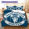 Set Lenzuola Trapunta Manchester United Copripiumino Federa Decorazione Casa Regalo di Compleanno (1 * copripiumino + 3 * federe, senza imbottitura)