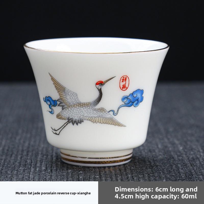 Hand-painted Teacup Suet Jade Tea Cup Master Cup Ceramic Small Teacup Kung Fu Teacup White Porcelain Single Tea Cup