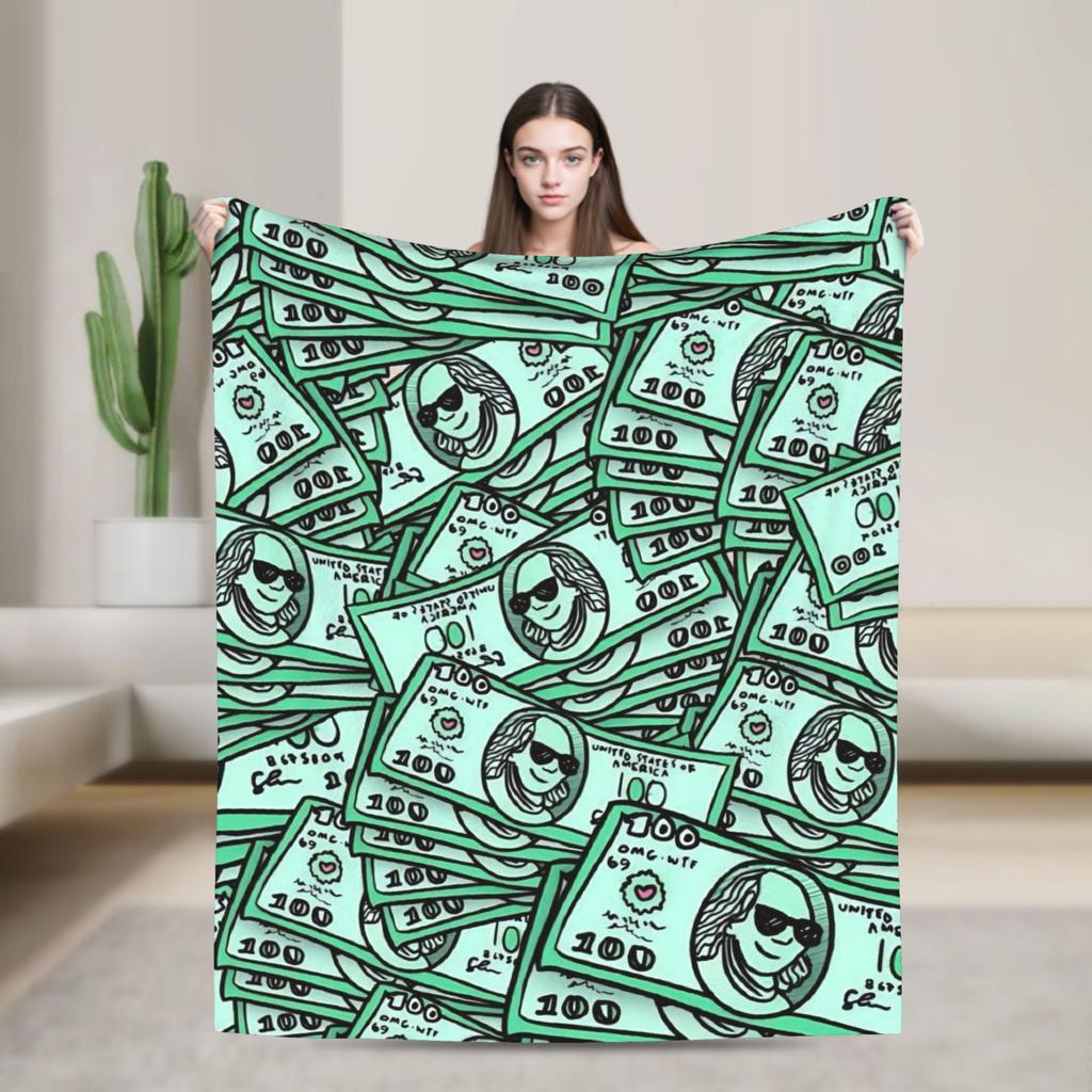 Play money Blanket Quality Super Soft  Throw Blanket Winter Airplane Travel Couch Chair Sofa Bed Novelty Bedspread