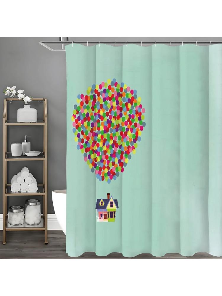 

Hot Air Balloon Hut Shower Curtain, Bathroom Decorative Shower Curtain, Waterproof Shower Curtain With Hooks W60H190(CM)-1 Pcs