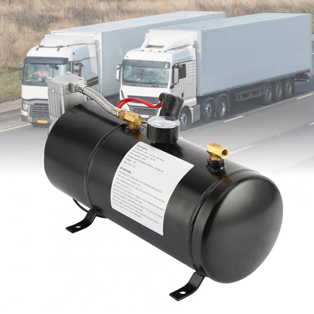 Kit compresor de aer 3L DC12V Întrerupător de presiune pentru volum mare de aer Compresor de aer cu trompetă de metal la bord pentru accesorii pentru claxonul de aer