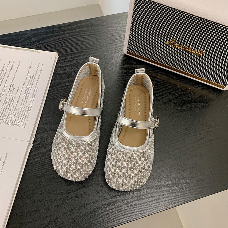 Hollow Mesh Fishing Net Shoes Women's Summer New Versatile Simple Woven Belt Mary Jane Women's Shoes