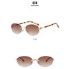 Women's sunglasses, men's and women's fashion oval rimless trimmed sunglasses, metal sunglasses