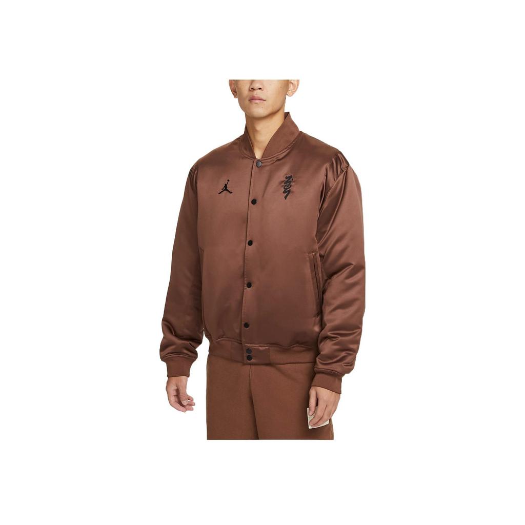 Jordan Logo Print Single-Breasted Sports Jacket Men Outerwear Brown DV5634-244