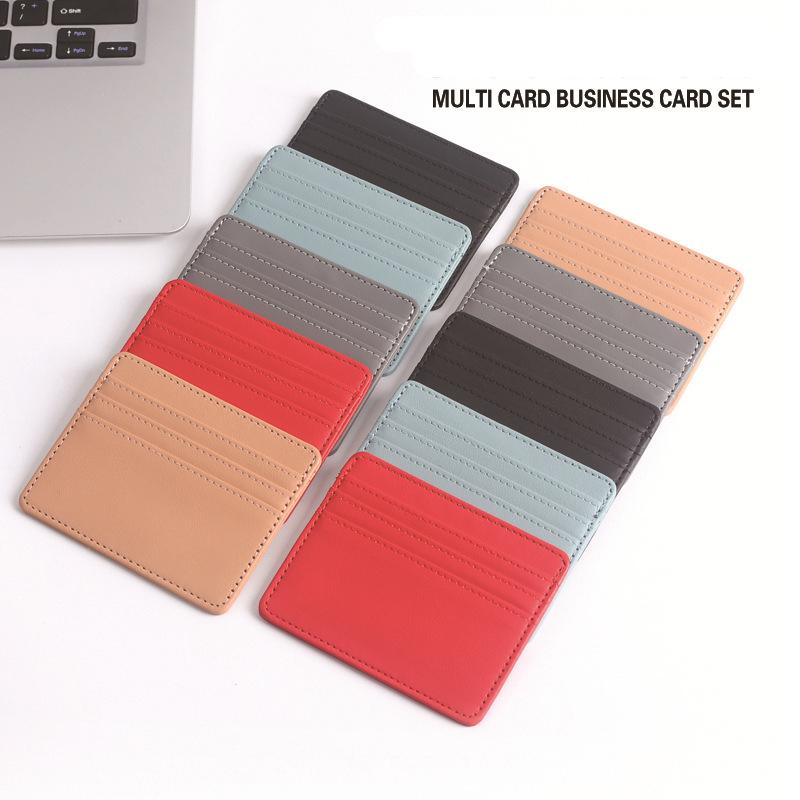 1Pc Pu Leather Id Card Holder Candy Color Bank Credit Card Box Multi Slot Slim Card Case Wallet Women Men Business Card Cover
