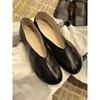 Ganzes Schaffell~ echtes Leder runde Zehen flacher Ausschnitt Ein-Pedal-Flachsohlen-Damen-Lederschuhe koreanische Version vielseitig schlicht