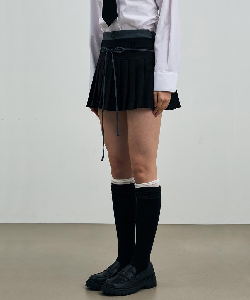 Alikim Scarlet Pleats Skirt Pants / Black