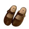 Soft leather version~ retro Boken shoes women wear platform bag head half slippers one-word buckle casual lazy Muller slippers