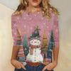 3/4 Sleeve Shirts For Women Print Christmas Tees Blouses Casual Plus Size Basic Tops Pullover