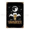 Vambeer Halloween Beer Bat Vampire Metal Plaque Cinema Print Wall Cave Bar Bar Tin Sign Poster