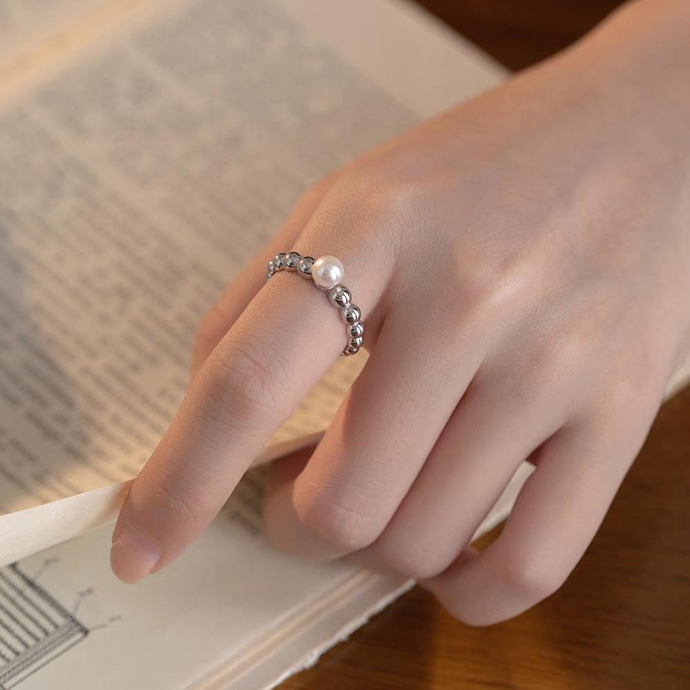 

Nearly Flawless Freshwater Pearl Ring, 5-6mm, Strong Luster, S925 Silver by Hainian Jewelry