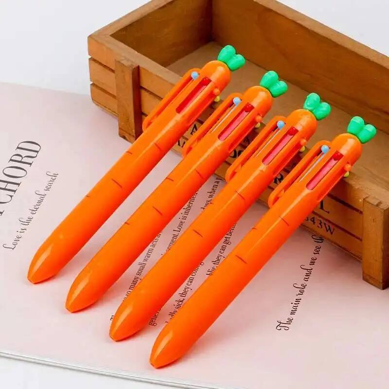 6 In 1 MultiColor Creative Carrot Colorful Retractable Ballpoint Pen For Marker Writing Stationery