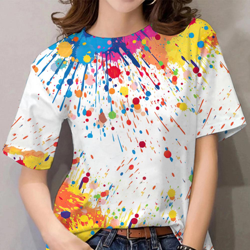 Women's Rainbow Pattern T-shirt Graffiti T-shirt