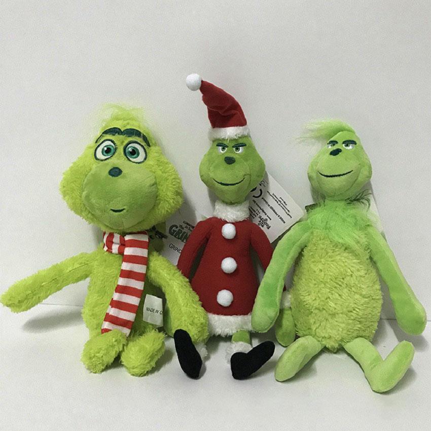 4Pcs Green Shaggy Anime Figures  Christmas Decoration Green Haired Monster Figurine Adorable Plush Doll Kid Birthday Toy Gifts