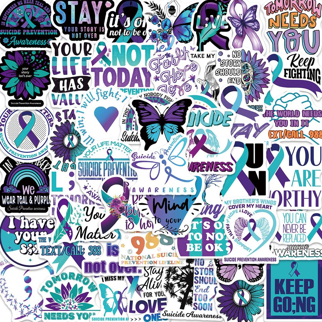 50 Suicide Awareness Graffiti Stickers Personalized Decoration Guitar Notebook Suitcase DIY Waterproof Explosive