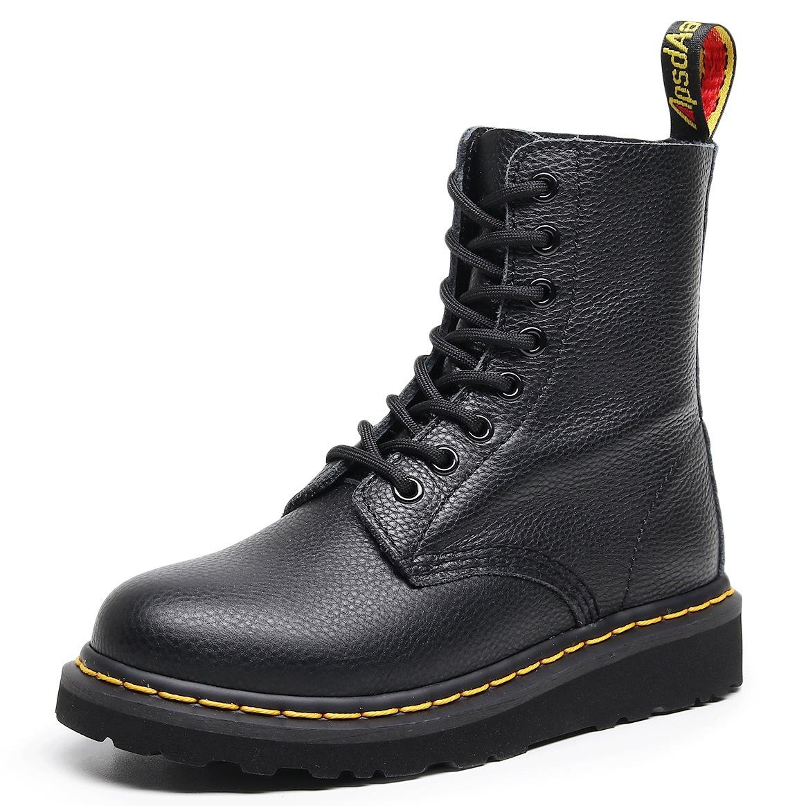 

Ботинки Мартин из коровьей кожи первого слоя с рисунком личи, женские британские кожаные ботинки-локомотивы, мужская обувь для инструментов с увеличением роста 35