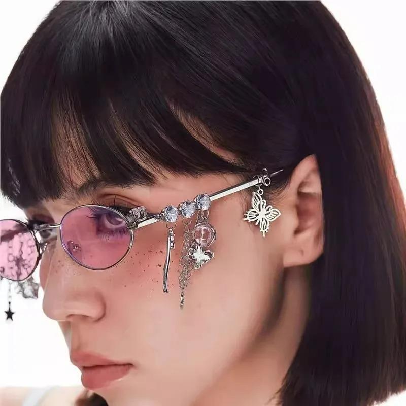 Y2K Lolita Eyeglasses Sweet Spicy Girl Fashion Diamond Small Frame Elliptical Glasses COS Accessories