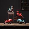 Creative Ceramic Red Zodiac Ox: Wealth Attraction Ornamental Mascot for Tea Room Desktop