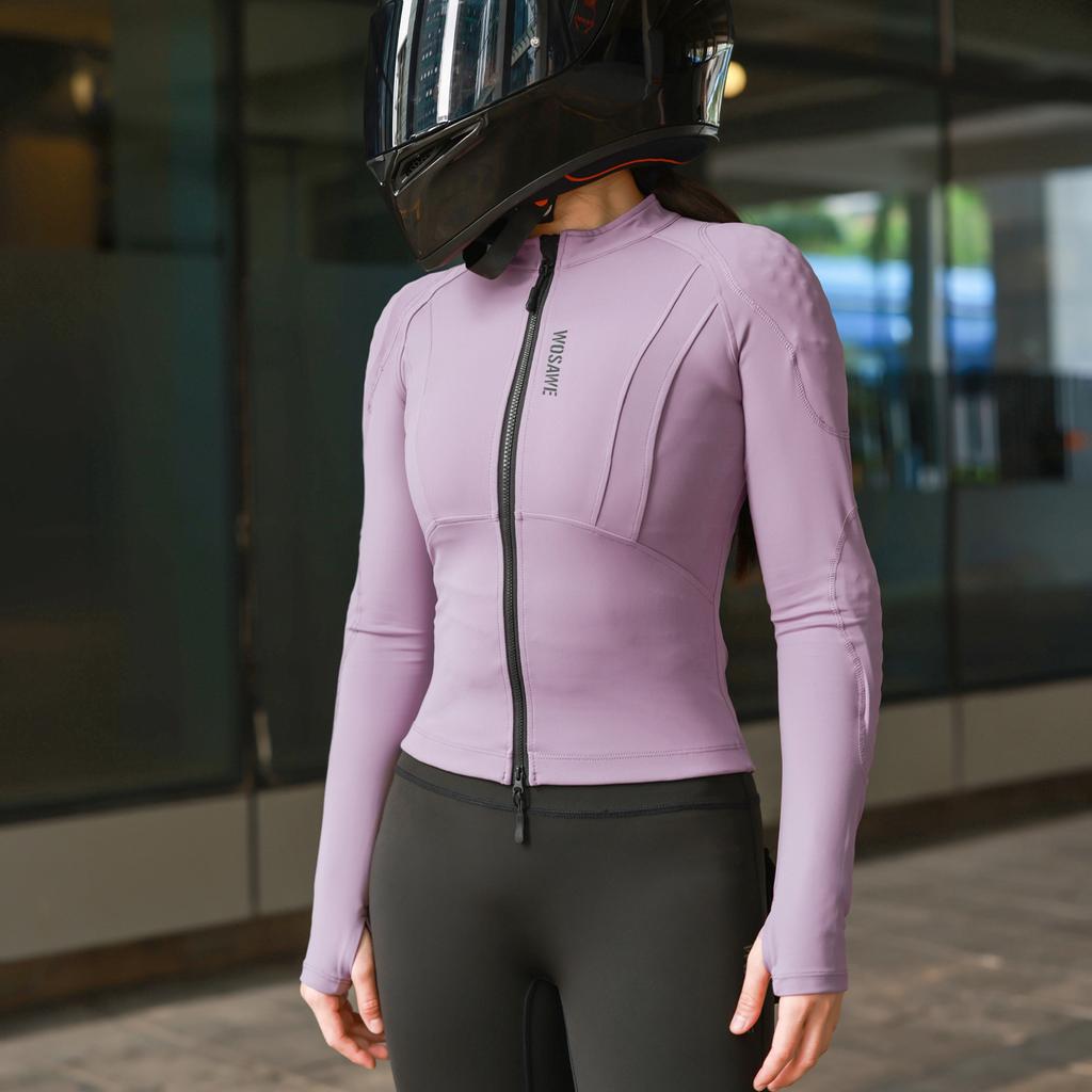 WOSAWE Women Motorcycle Jacket Body Soft Armor Shirt CE Certified Summer Ladies Downhill Motocross Riding Clothing Reflective