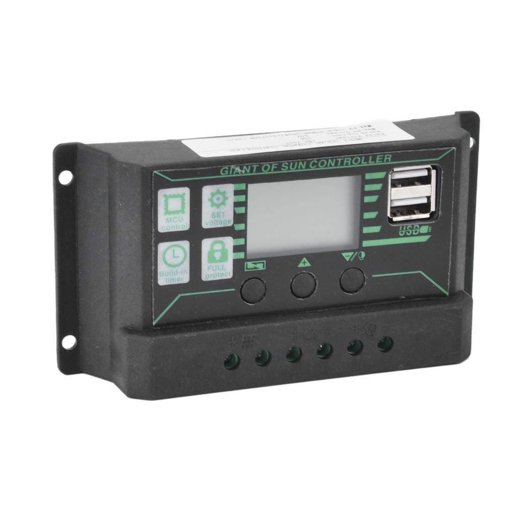 Solar Charge Discharge Controller Adjustable LCD Display PWM Dual USB Photovoltaic MPPT Solar Panel Regulator