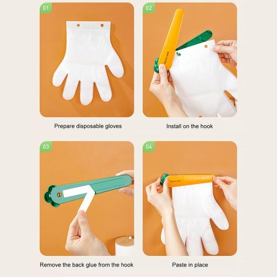 Glove Clip Strong Clamping Force Punch-free Easy Access Not Easily Break Easy-to-Wear Carrot Shape Disposable Glove Clip Kitchen Gadget