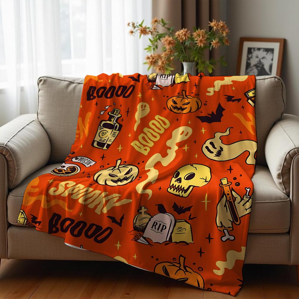 Spooky Carriage Full Moon Soft Flannel Blanket Breathable Warm Throw for Office Car Sofa Kids Room Birthday Xmas Gift