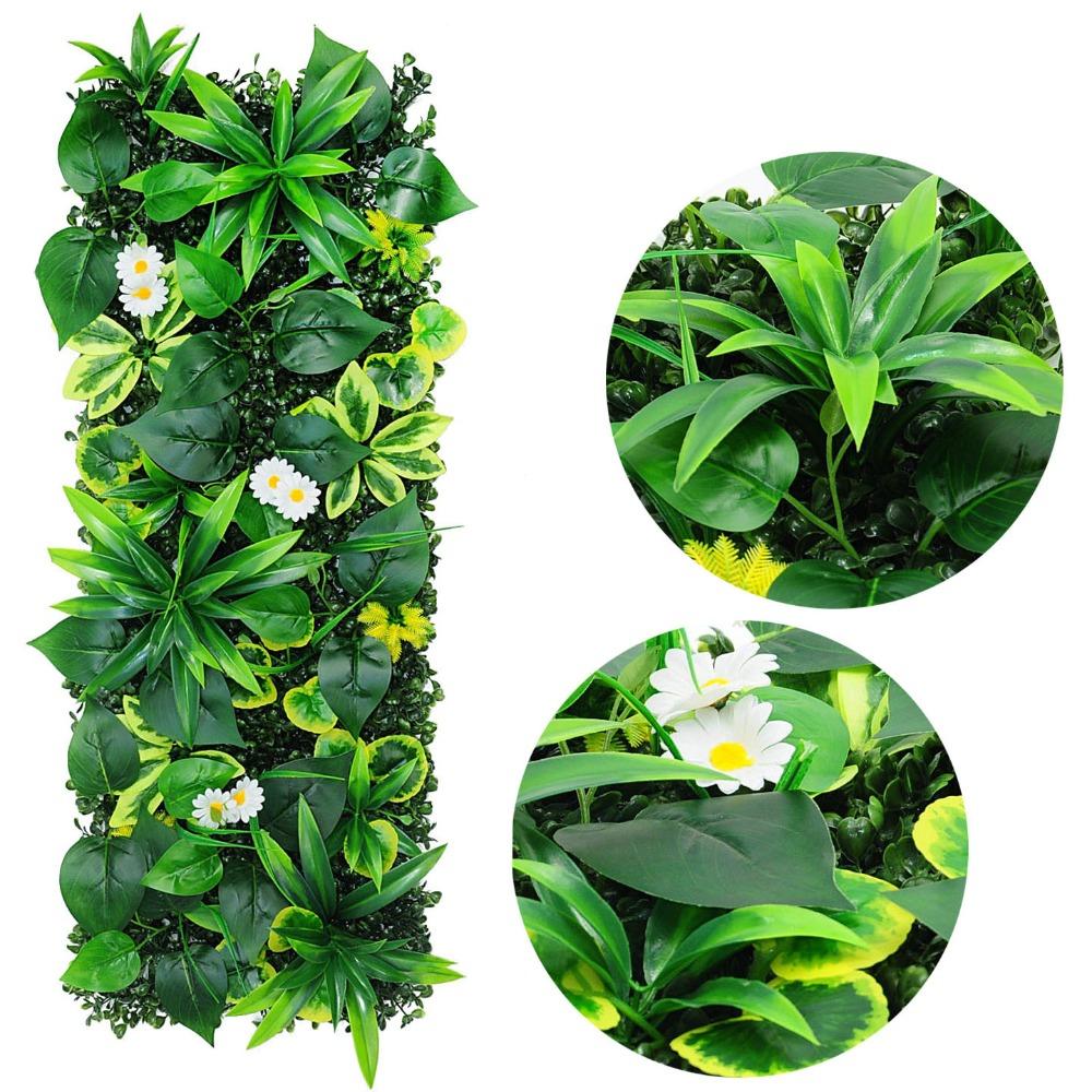 DIY Artificial Plant Wall Panel 75x25cm Flower Simulation Maple Plant Sheet Durable Lifelike Fake Green Grass Mat Privacy Screen