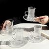 Turkish Coffee Cup And Saucer Set European Style Wine Glasses Cups Creative Coffee Cup Sets Engraved Wine Glasses Cup Cafe Tools