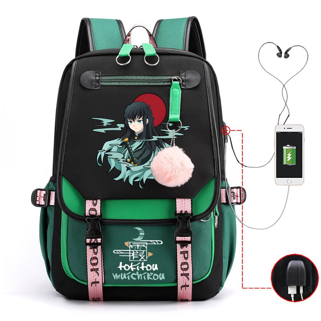 Anime Peripheral Backpack College Wind Junior High School Student High School Student with USB Multifunctional Student School Bag