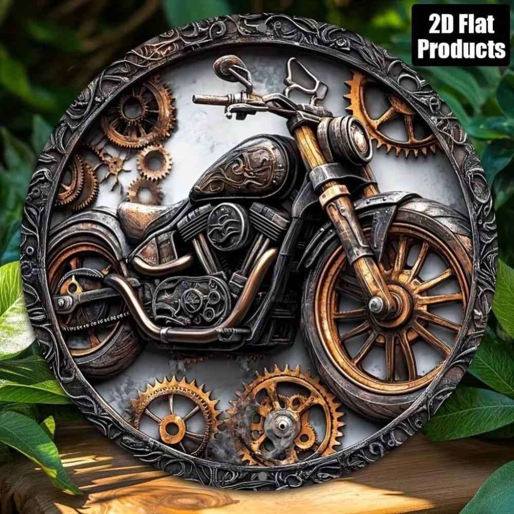 Vintage Motorcycle Metal Sign Art Decor with Chain Gears Home Bar Wall Decor