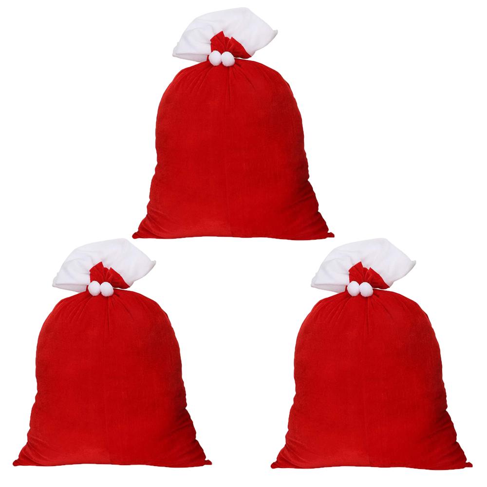1-3pcs Christmas Large Santa Claus Gift Bags with Drawstring Red Velvet Xmas Party Gift Bag For Present Toys Xmas Decoration