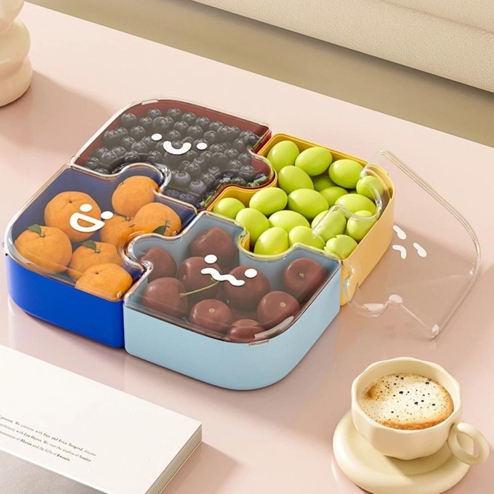 Compartmentalized Storage Jigsaw Fruit Tray Plastic Nut Box Cute Dried Fruit Tray  Home Use