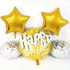 5pcs Birthday Balloon Set, Birthday Round Star-shaped Foil Balloon with Happy Birthday Letters, Birthday Party