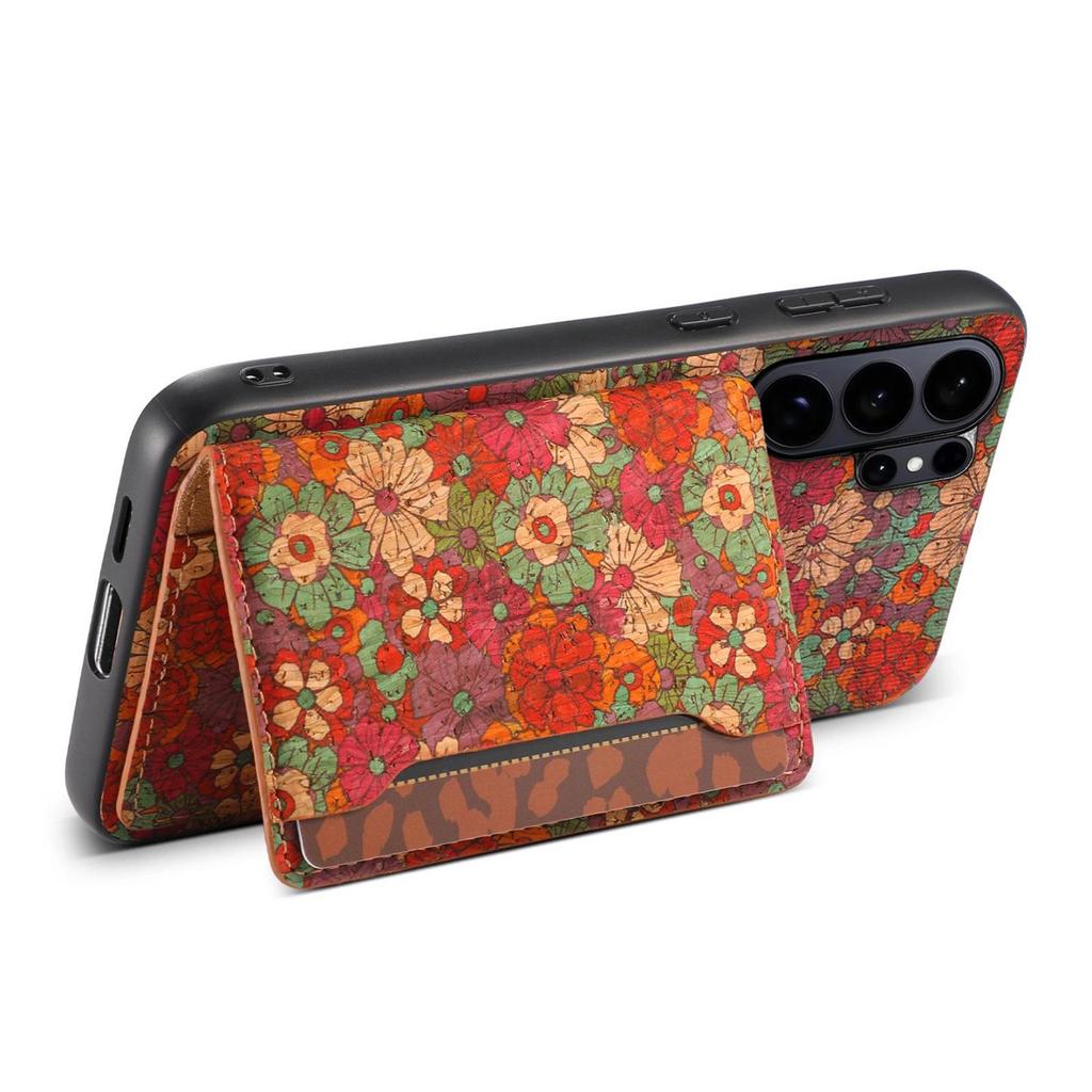 Samsung S26 Ultra Floral Magnetic Leather Case with Card Slot - Fits S23, S24 FE, S25
