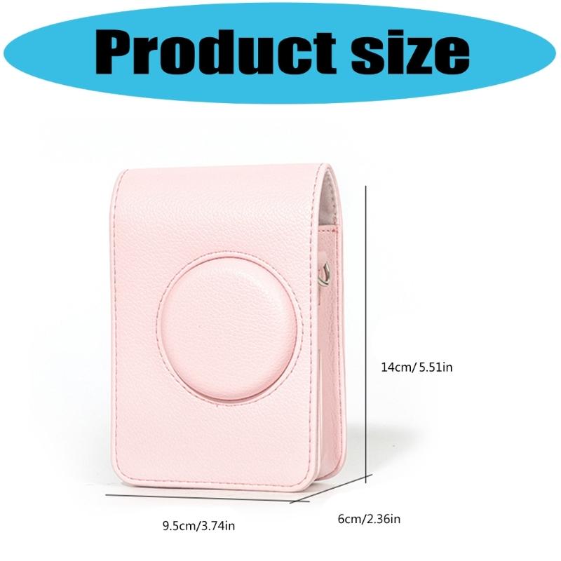 Étui d'appareil photo bandoulière étanche antichoc en cuir PU rose pour Mini EVO Sac de rangement compact avec bandoulière réglable