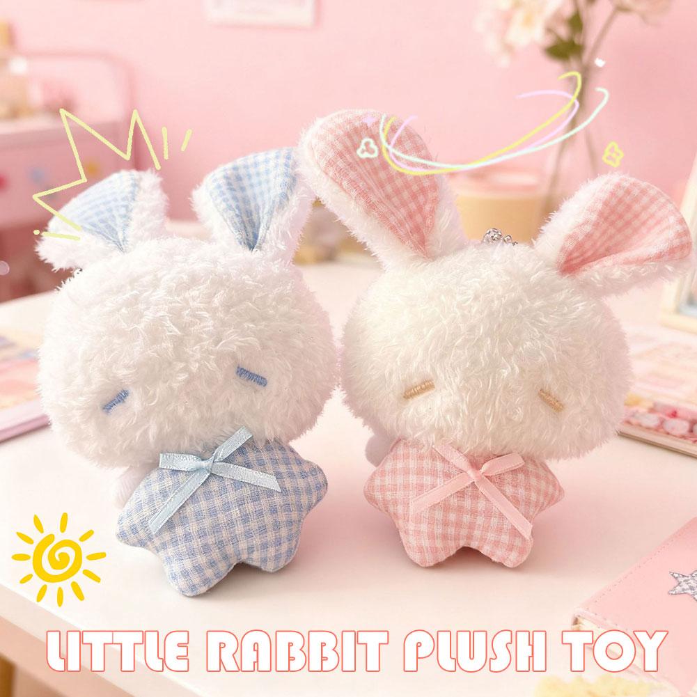 Kawaii Mini Bunny Plush Keychain Cute Angel Rabbit Stuffed Toy Soft Animal Bag Pendant Decor For Kids Girls Gift
