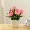 Artificial Rose Fake Plant Flowers Potted Ornament