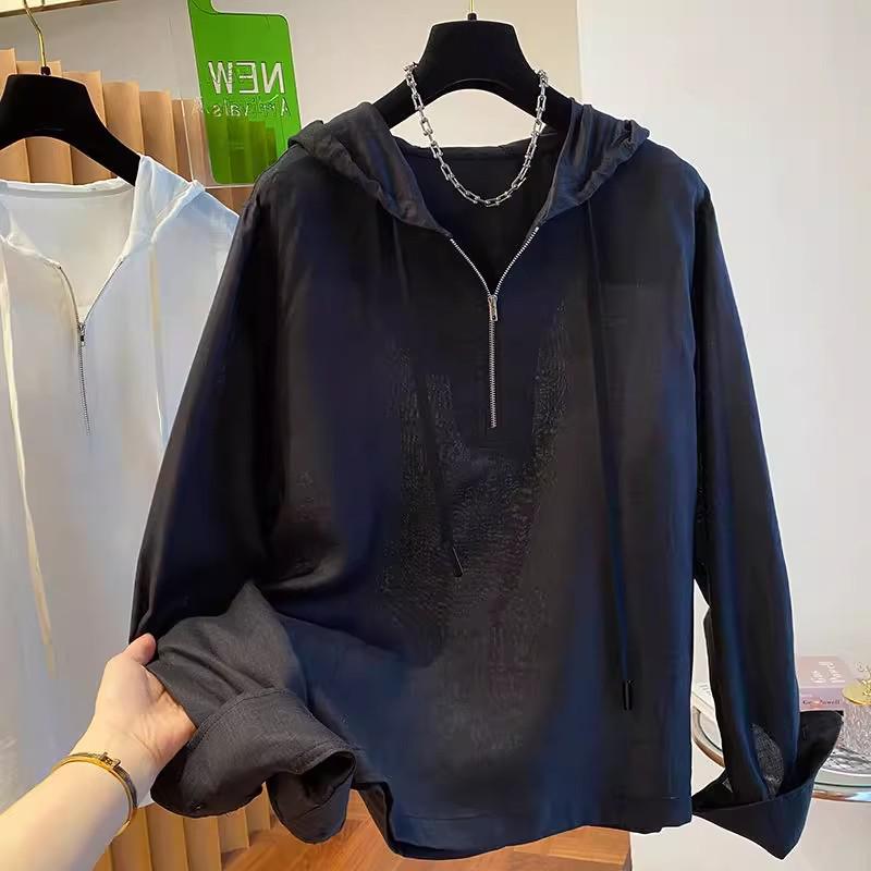 2026 Spring Korean Chic Half-Zip Hooded Sweatshirt for Women